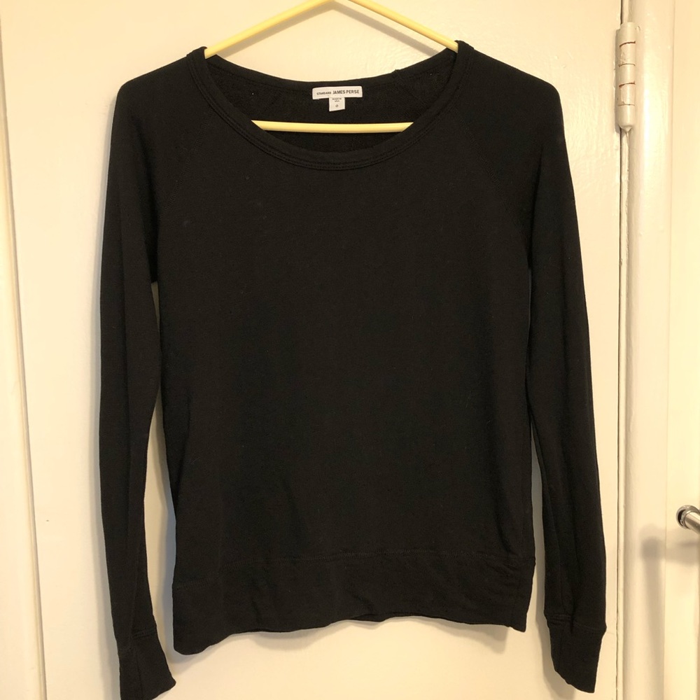 STANDARD JAMES PERSE BLACK LIGHTWEIGHT SWEATSHIRT SIZE 0 WOMEN CREW NECK BASIC